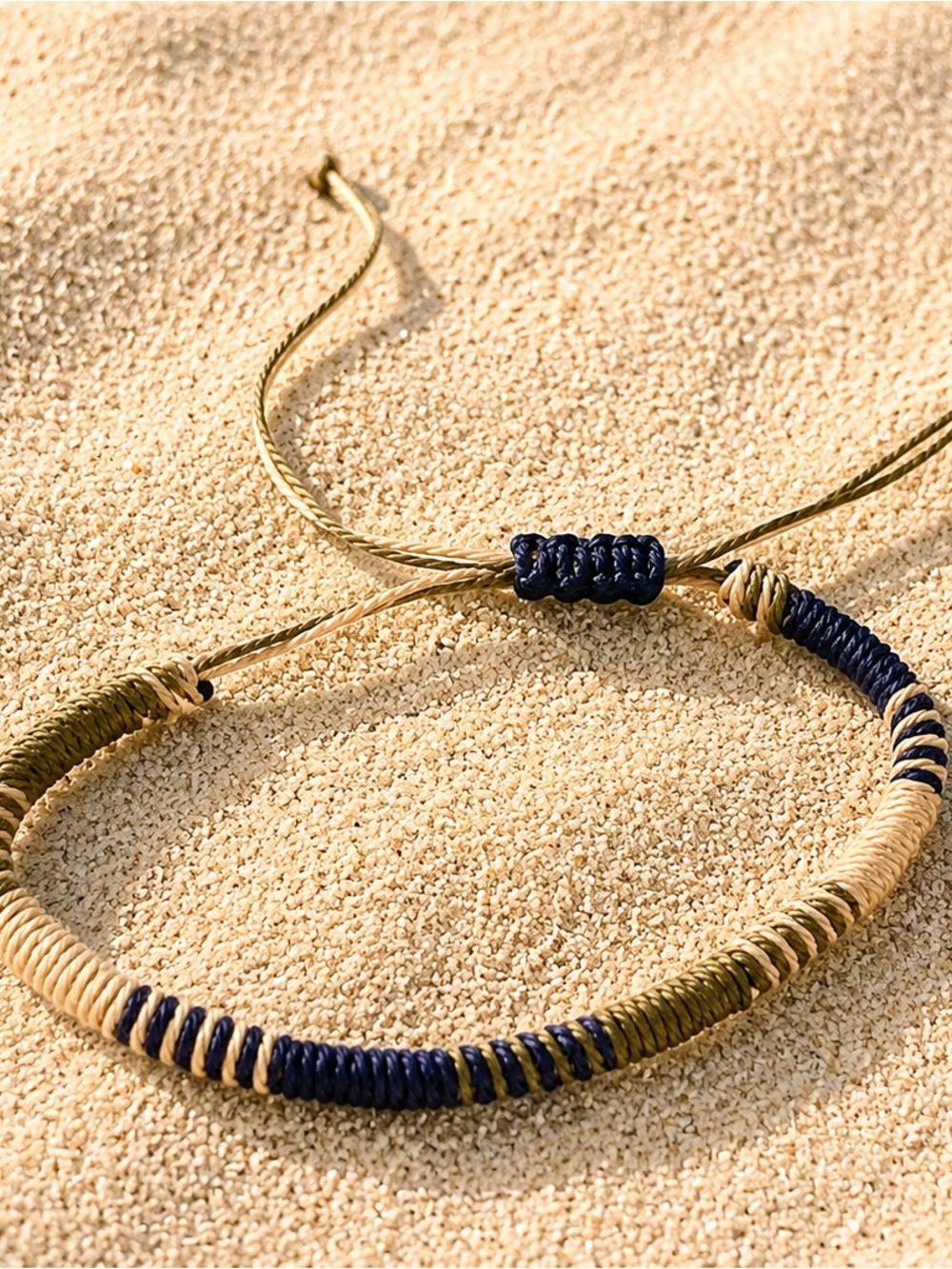 Navy and Olive Woven Cord Bracelet
